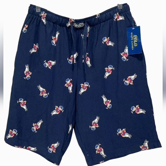 NWT Polo by Ralph Lauren Logo Polo Bear Cotton Lounge Shorts - Picture 1 of 7